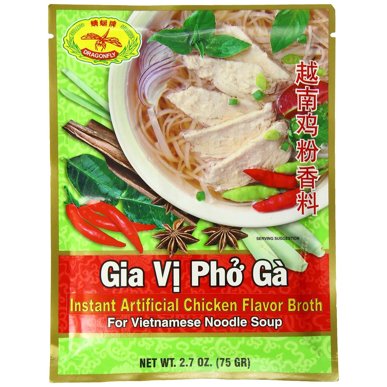 Dragonfly Instant Chicken Flavor Broth for Vietnamese Noodle Soup 2.7 oz