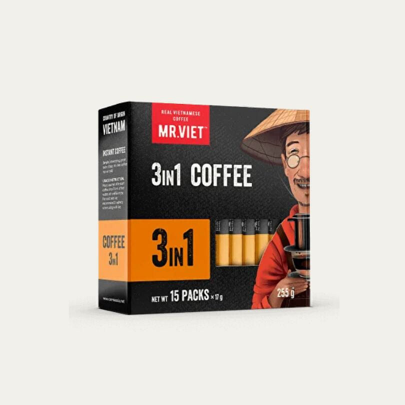 Mr Viet 3合1即溶咖啡粉,黑咖啡和糖及奶 1 盒