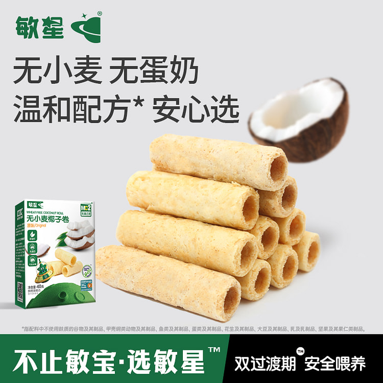 敏星无小麦麸质椰子卷无蛋奶无糖 40g*1盒
