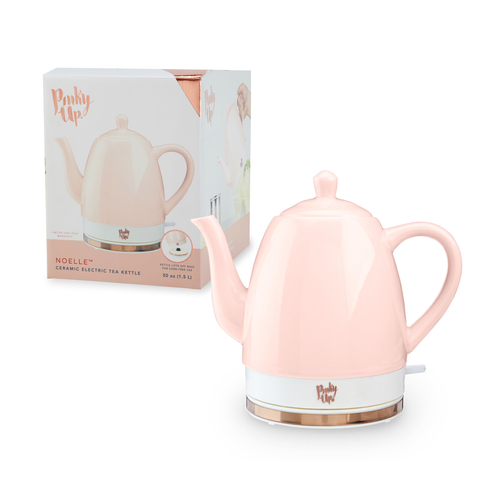 Pink Spring Tea Kettle Noelle™ Pink Ceramic Electric Tea Kettle by Pinky Up® - Weee!