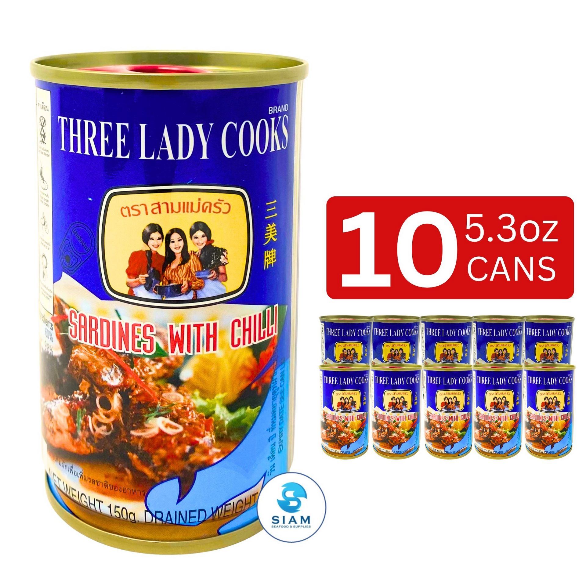 (10-Pack) Three Lady Cooks Sardines with Chili 10 count