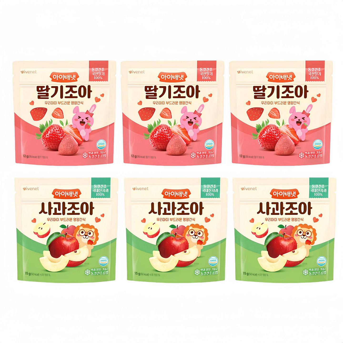 [Ivenet] Freeze-Dried Apple & Strawberry Chips 6 pack