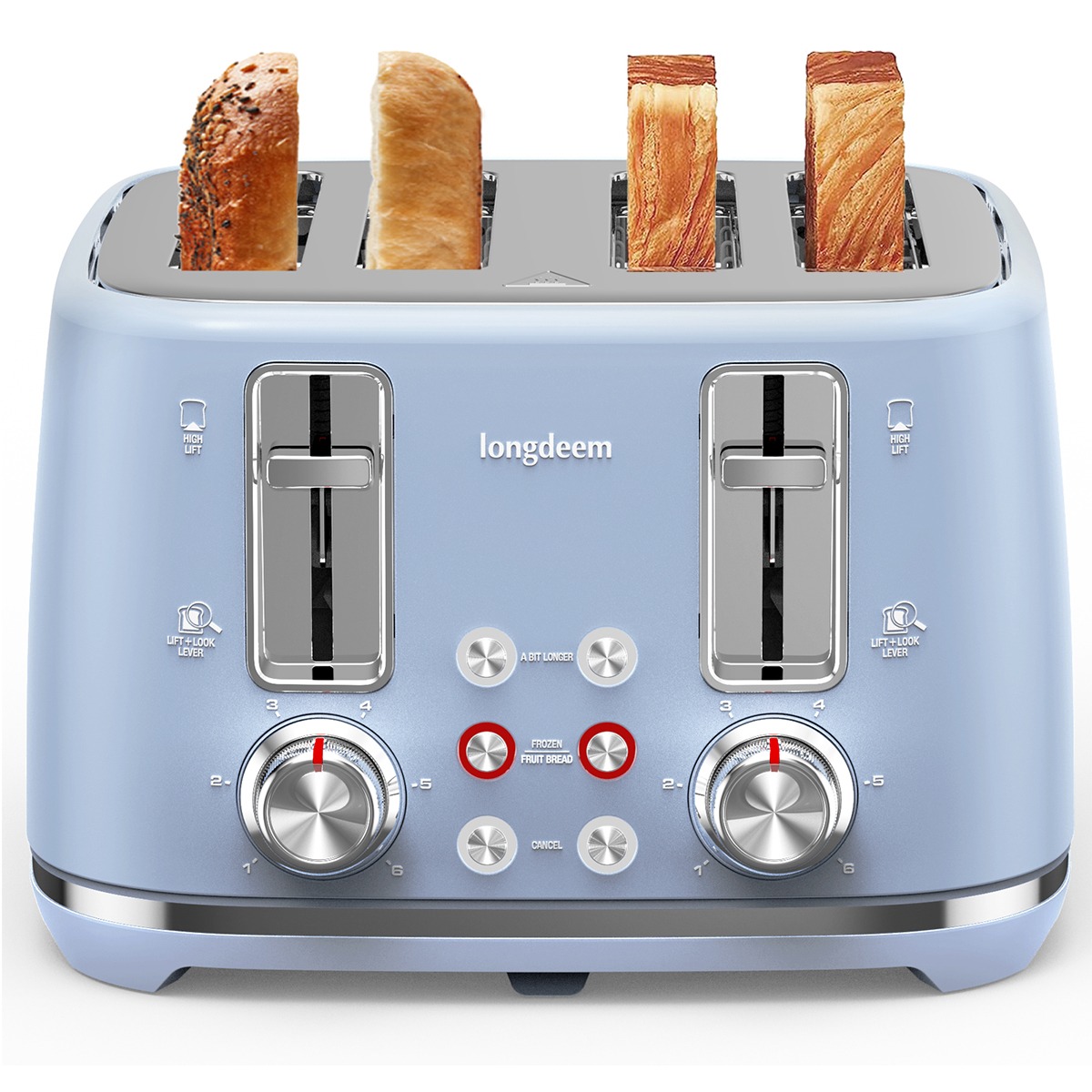 4 Slice Toaster, 6 Browning Levels, Blue 1 cái