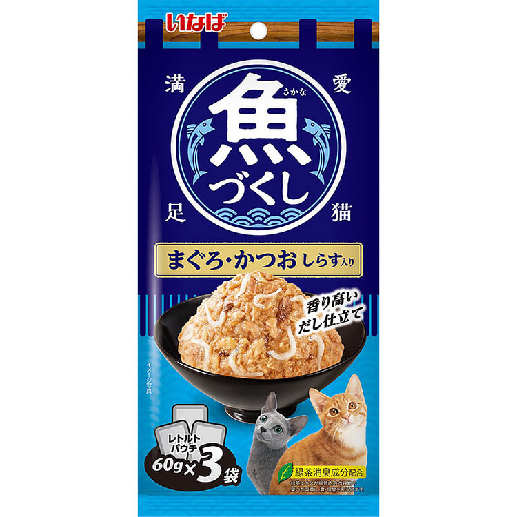 伊纳宝 猫咪湿粮金枪鱼&鲣鱼和银鱼 60g×3包 1 份