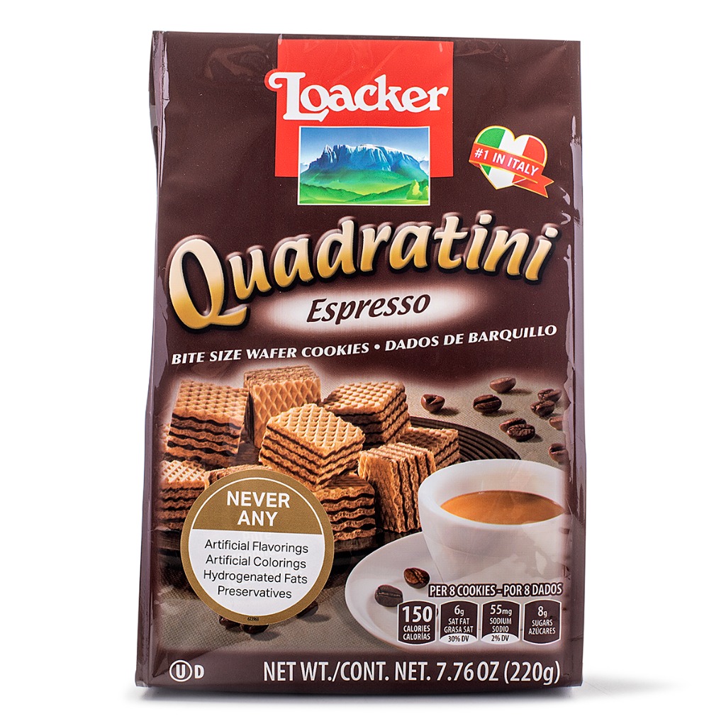Loacker Quadratini Bite Size Wafer Cookies, Espresso Flavor Weee!