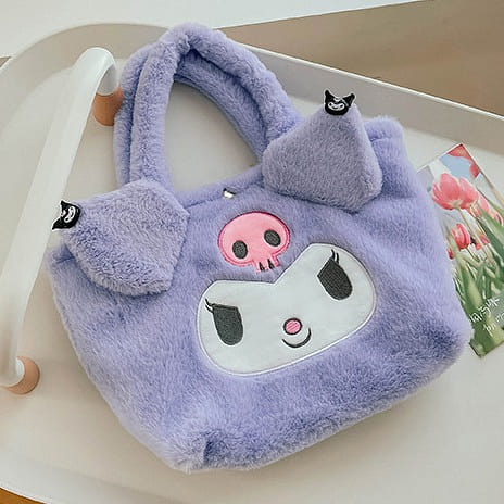Sanrio Plush Handbag  Downy Small Satchel- Kuromi 1 each