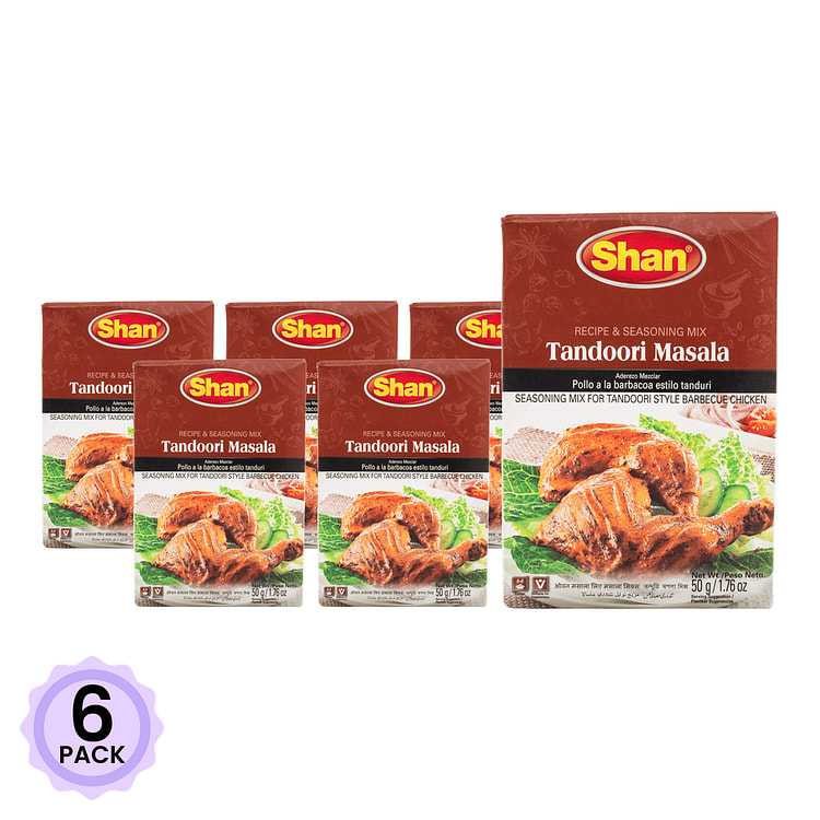 Shan 坦杜里式烧烤鸡肉混合调味料 1.75 盎司*6 包