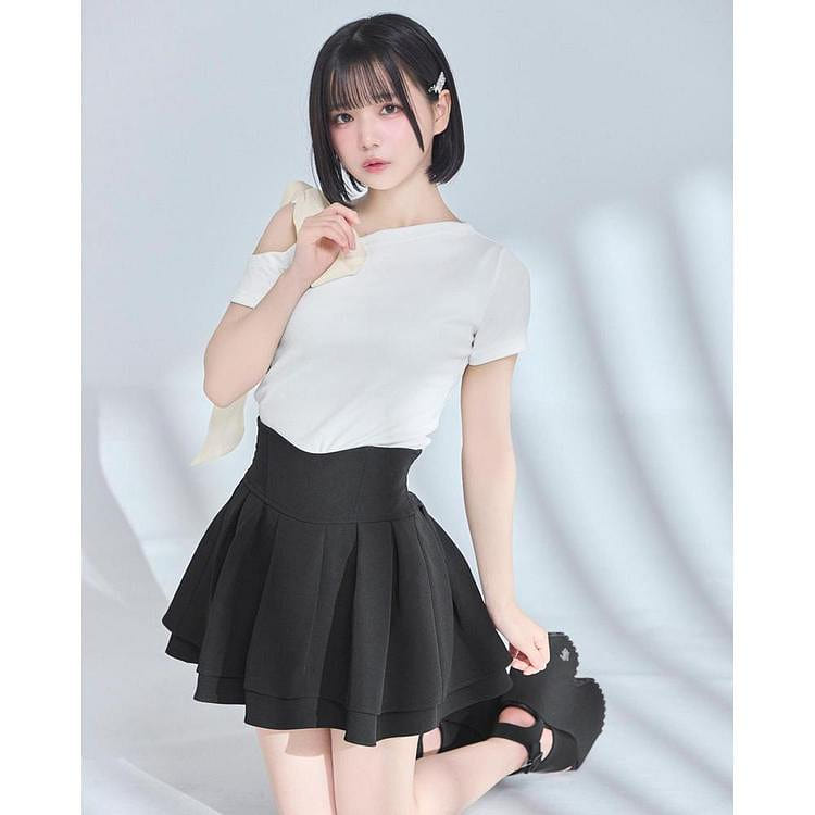 michellmacaron||殿堂入り!!美脚になれるスカート(インナーパンツ付)||BLACK XS 品番:SMD0042 1 個