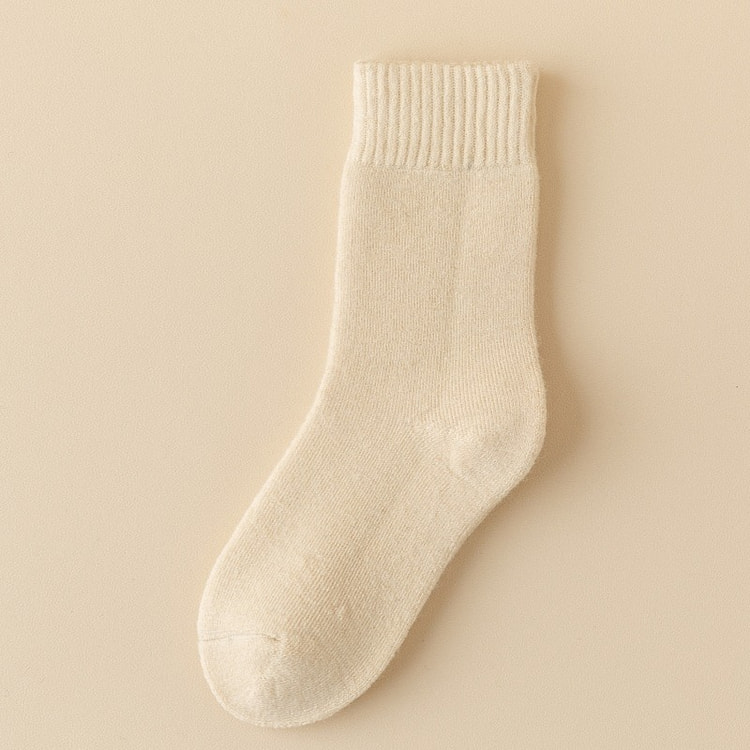 70% wool winter thick  plush long socks cream 1 pack