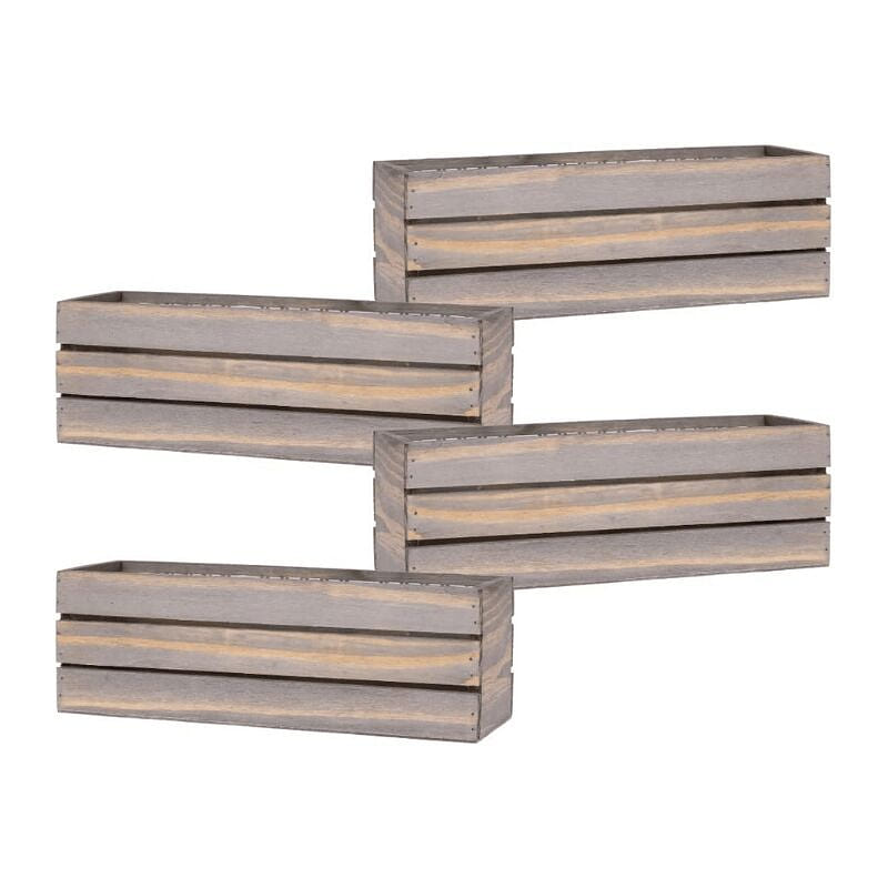 Natural Wine Crate Wood Planter (12 x 4) 4 count