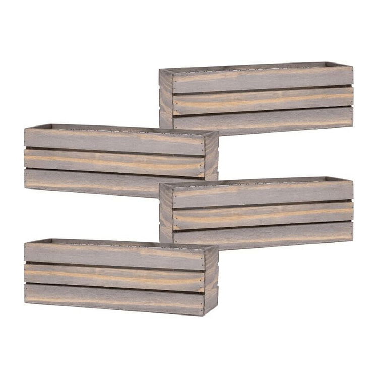 Chậu Gỗ Thùng Rượu Tự Nhiên/ Có sọc hàng ngang (12" x 4") 4 count