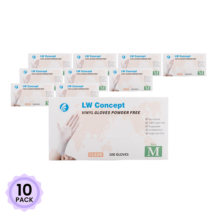 LW Concept 透明橡胶手套(M码 100个) 1 盒*10 包