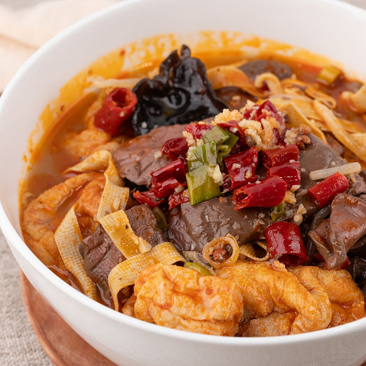 Spicy Duck Blood and Fried Tofu Hot Pot