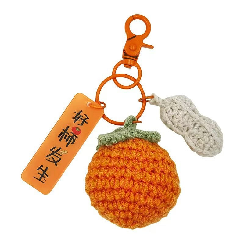 毛绒钩织可爱萌物钥匙扣水果包包挂件-好柿发生 1 个