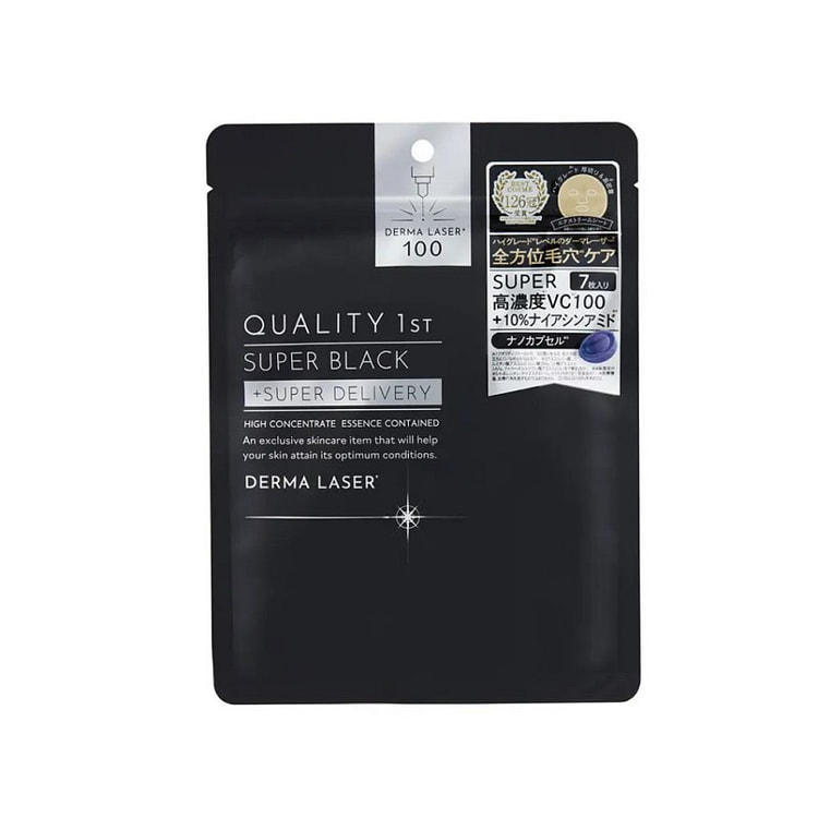 日本 QUALITY FIRST 皇后的秘密  最高级  4种VC+烟酰胺 升级版面膜纸 全方位护理  毛孔护理黑色面膜 7枚入