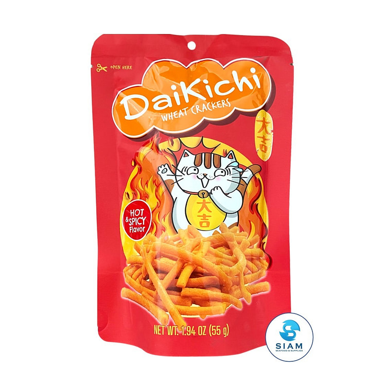 DaiKiChi Wheat Crackers, Thai Snack, Hot & Spicy Flavor