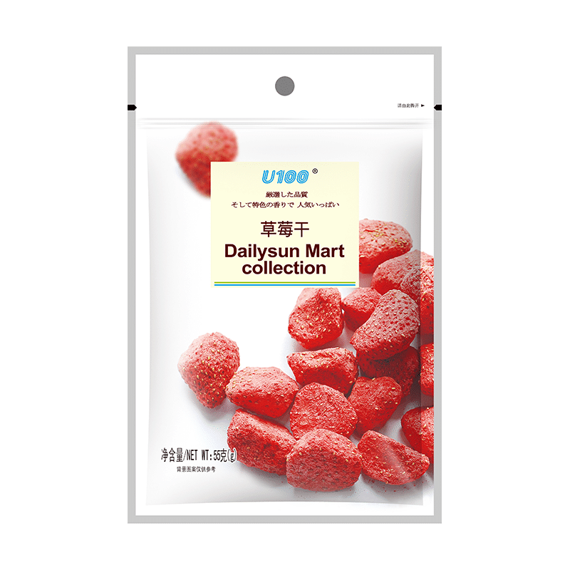 U100 Dried Strawberries Snacks 55 グラム