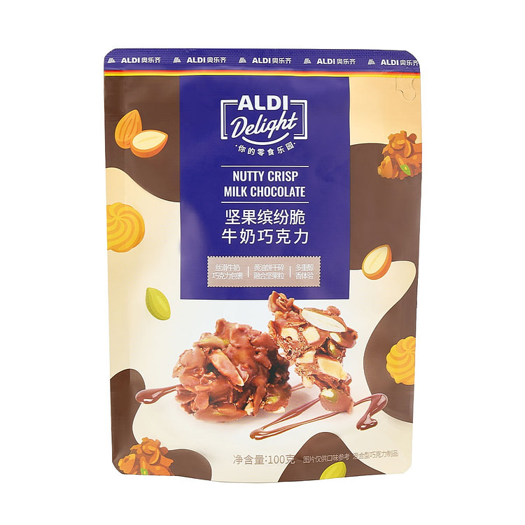 ALDI Delight Nutty Crispy Milk Chocolate Snacks 100 g