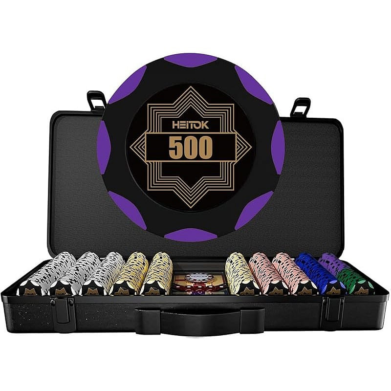 500pcs 14g Clay Poker Chips with Black ABS Box 1 count
