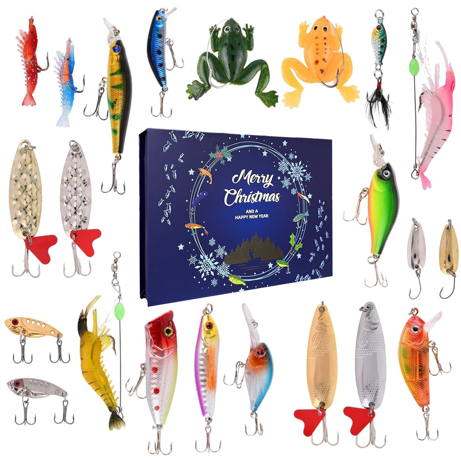 advent calendar fishing lures 2025 Gear 24 Days Christmas Countdown Calendar Fishing Tackle Gifts For Men Gift For Teen Boys Whether youre gifting it to your favorite fisherman or treating yourself Aoibox 24 Piece Fishing Lure