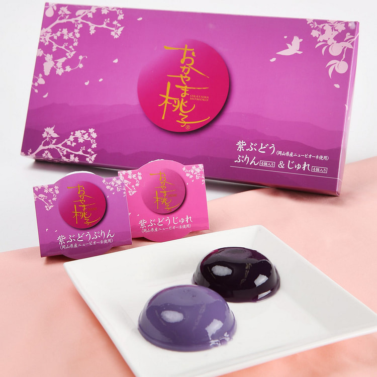 Okayama Momoko Purple Grape Pudding&Jelly  4 pcs 1 box