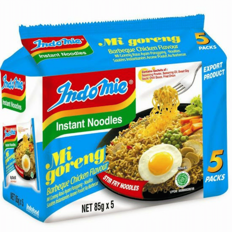 Indomie Mi Goreng BBQ Chicken Flavor Instant Noodles pack of 5 1 each