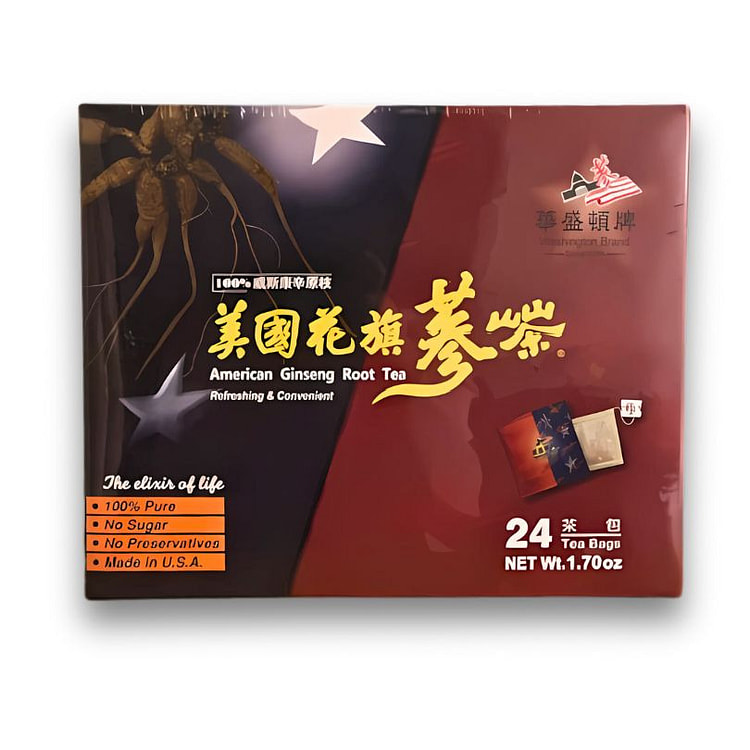【华盛顿牌】原枝花旗参茶 48g, 24小包/盒