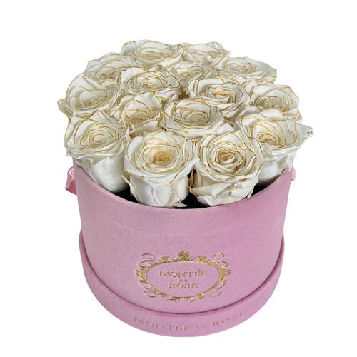 Gold Pearl in Suede Pink Round Medium