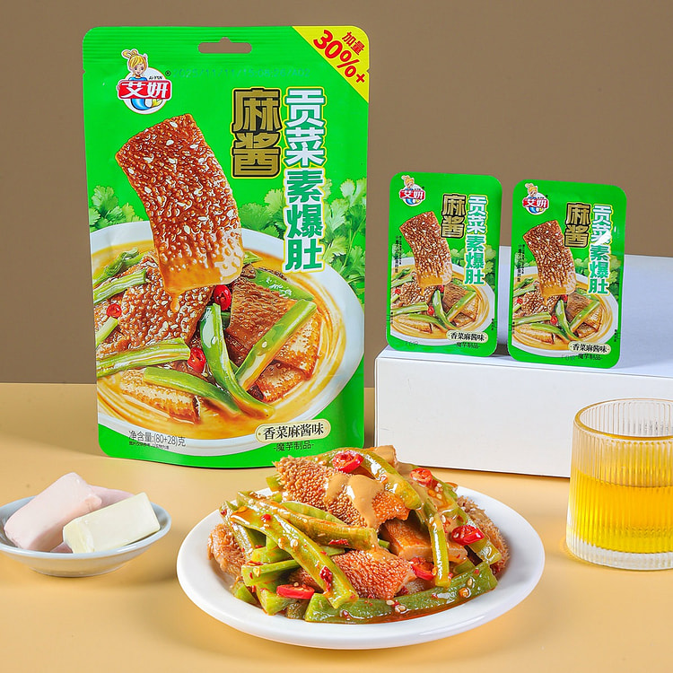 艾妍 贡菜素爆肚(香菜麻酱味)加量装魔芋零食 1袋 108 克