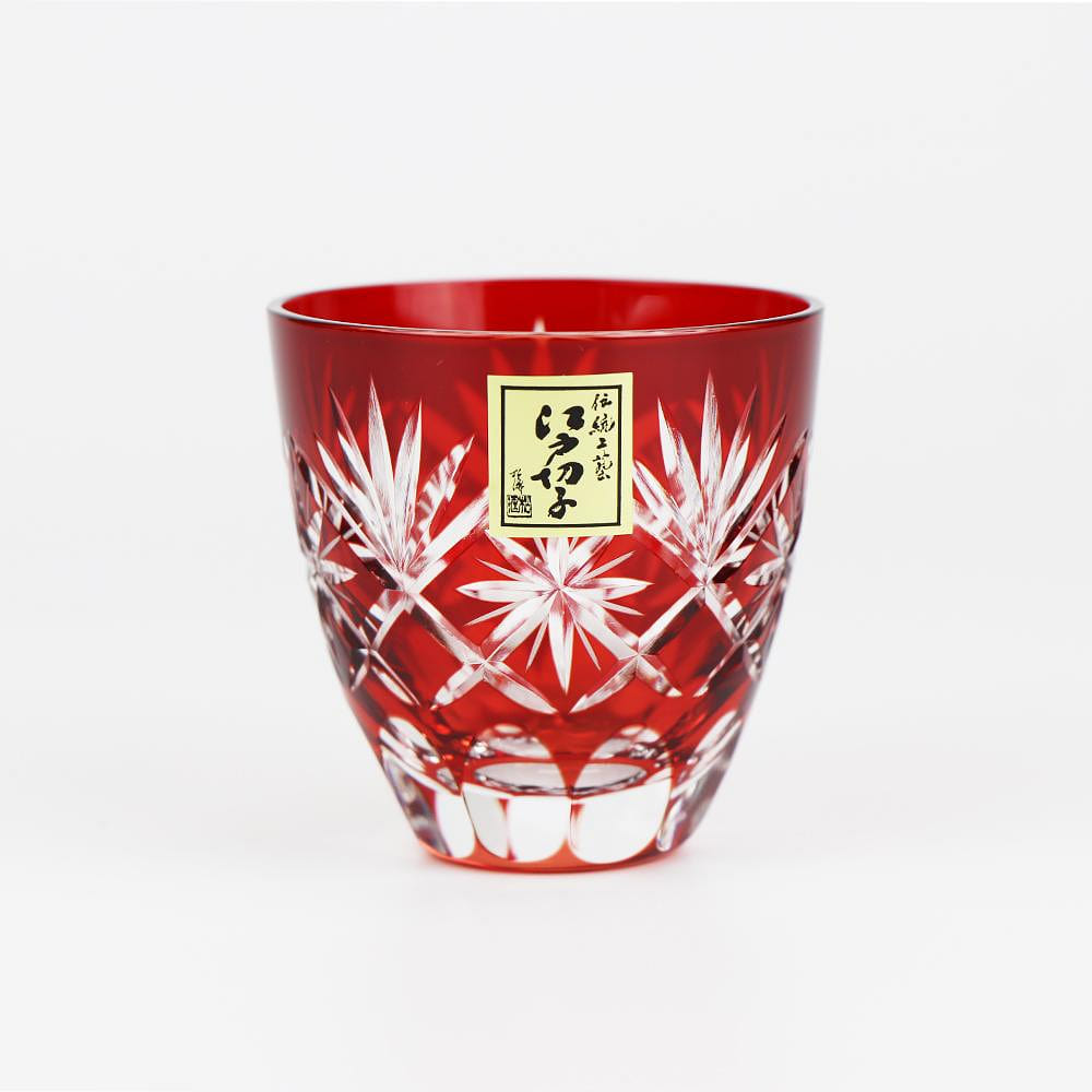 Tajima glass Handmade Sake Glass Collection Hoshi-mon (Red 2.54fl-oz) Made in JP 1 count