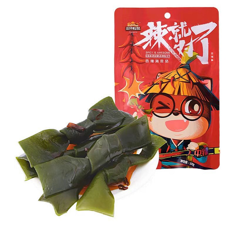 三只松鼠香辣海带结100gx1袋装即食海鲜卤味小吃 (min 2)