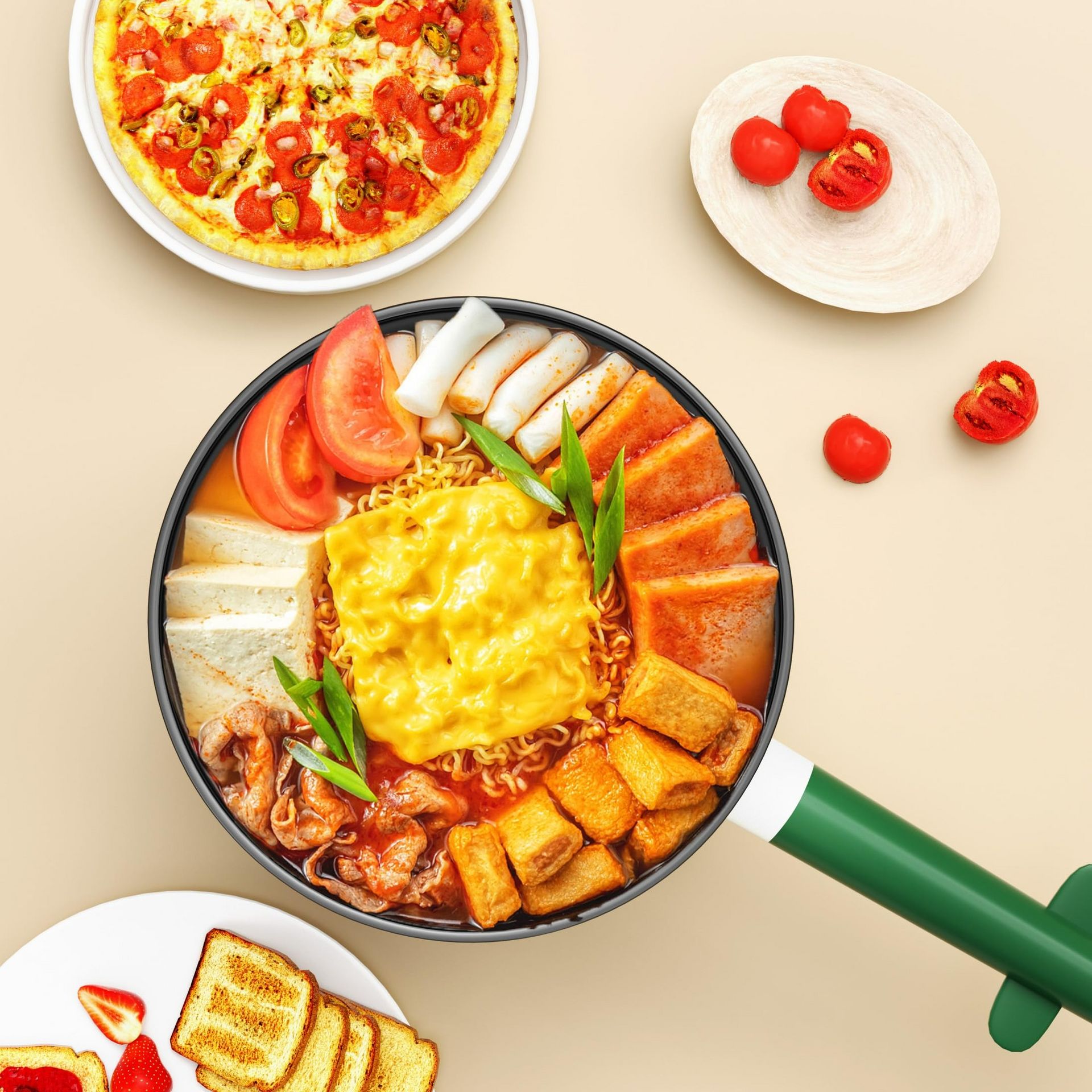 Get Electric Hot Pot with Steamer, Portable Nonstick Frying Pan
