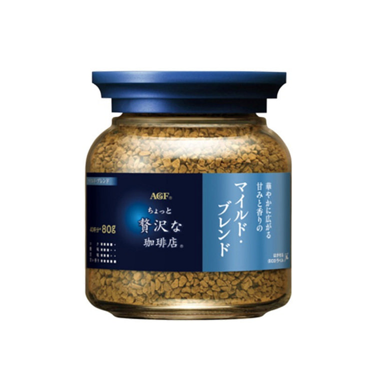 AGF咖啡蓝罐蓝标冻干速溶黑咖啡提神无蔗糖美式咖啡 80 克