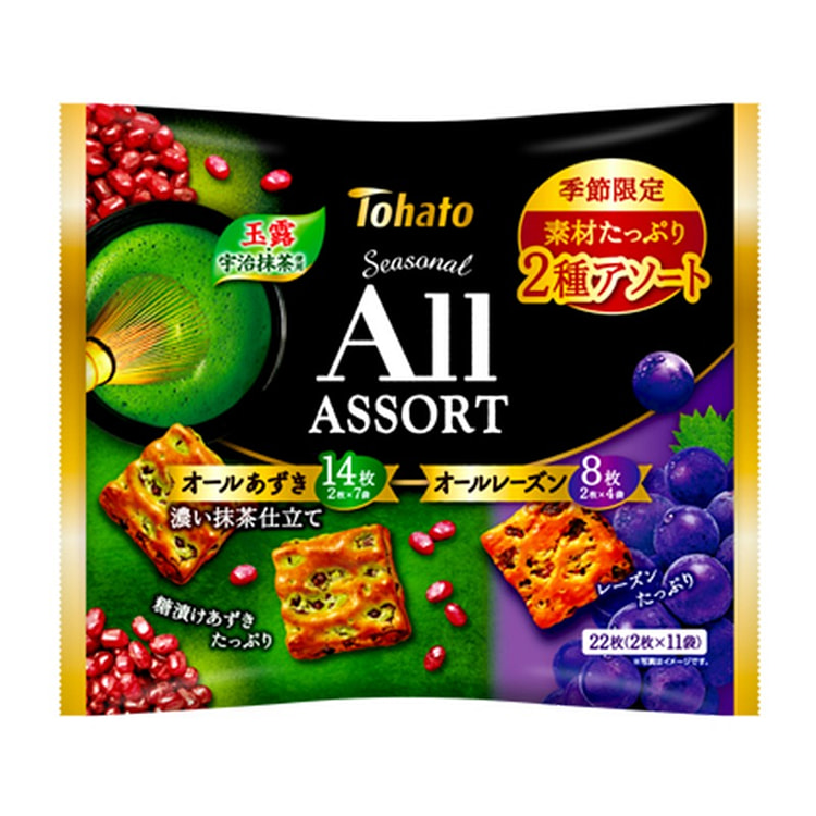 東ハトファミリーサイズシーズナルオールアソートあずき濃い抹茶仕立て＆レーズン２２枚 1 各