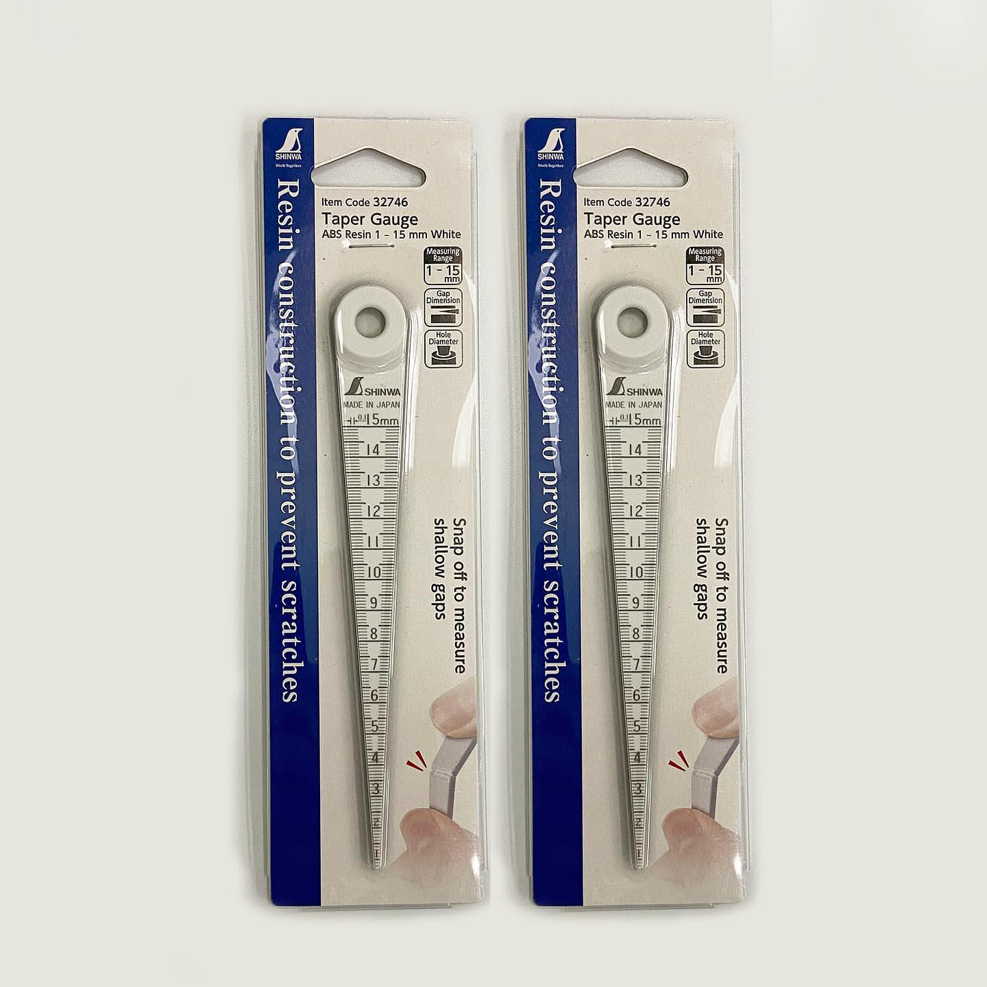 Shinwa Japanese Taper Gauge ABS Resin 1-15mm 2PCS 2 count