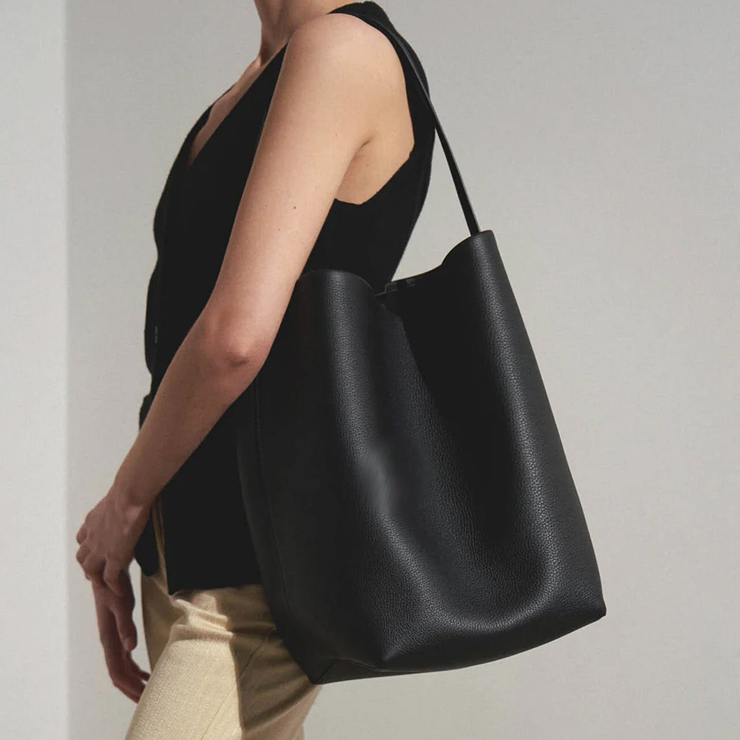 Vertical Large Soft Leather Tote Brown or Black 1 each