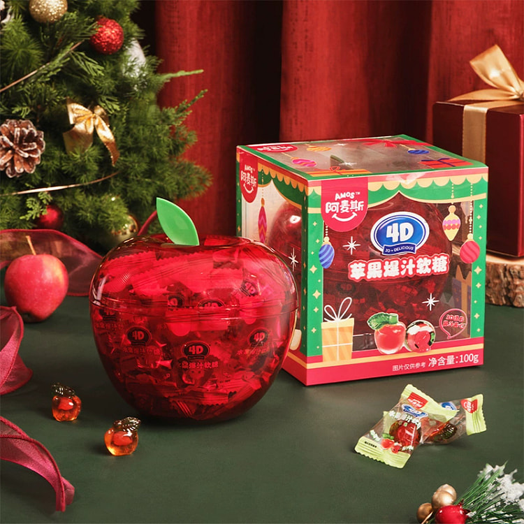 AMES 4D Fruit Popping Juice Gummies Christmas Gift Christmas Eve Apple Soft