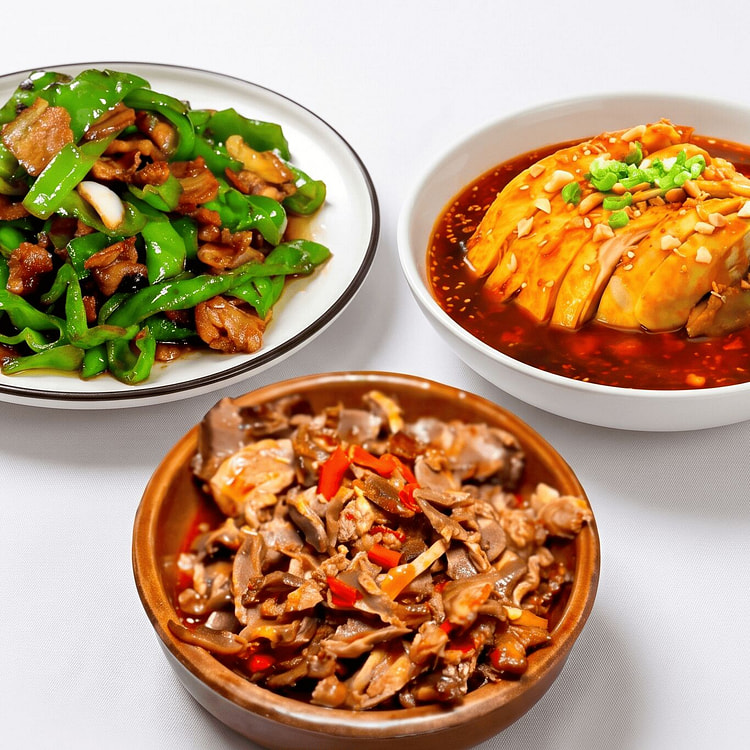 湘味套餐 酸辣鸡杂+口水鸡+辣椒炒肉 1 份