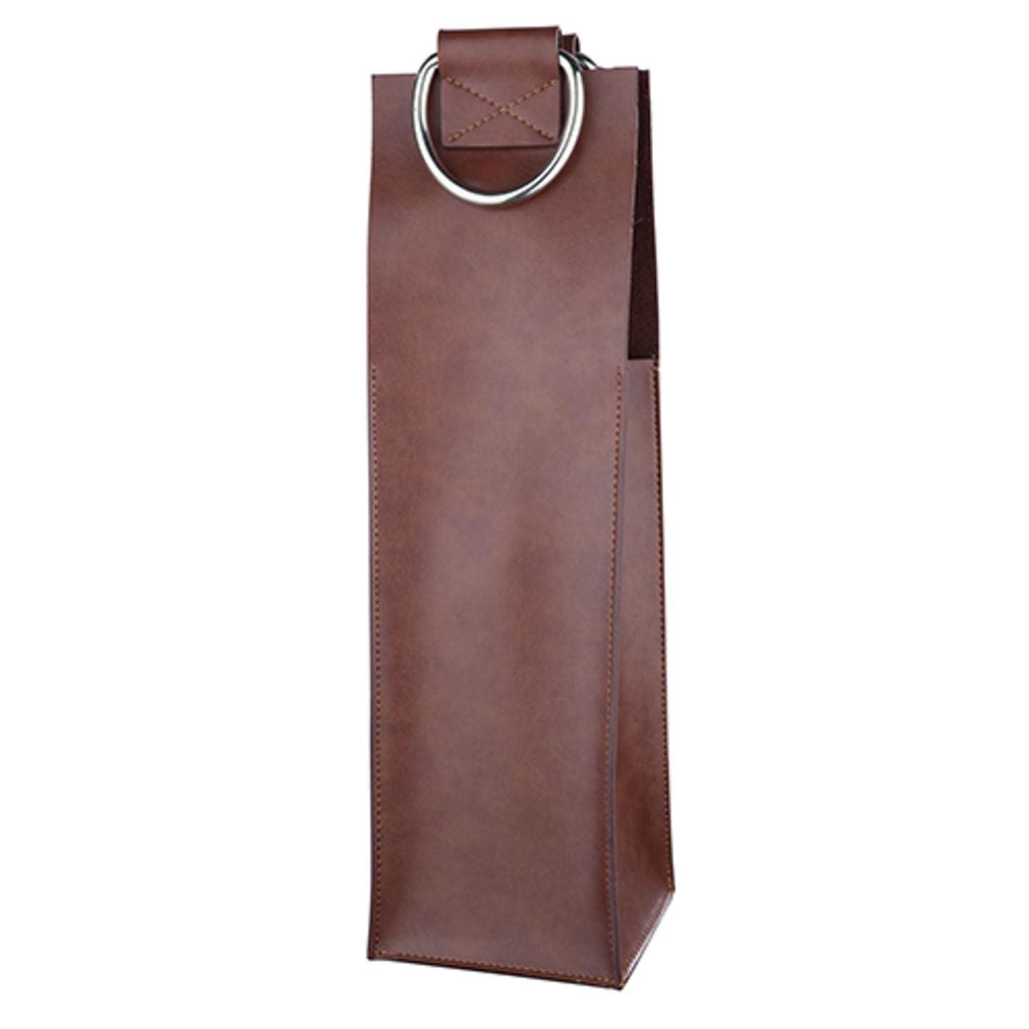 Brown Faux Leather Single-Bottle Wine Tote by Viski® 1 個