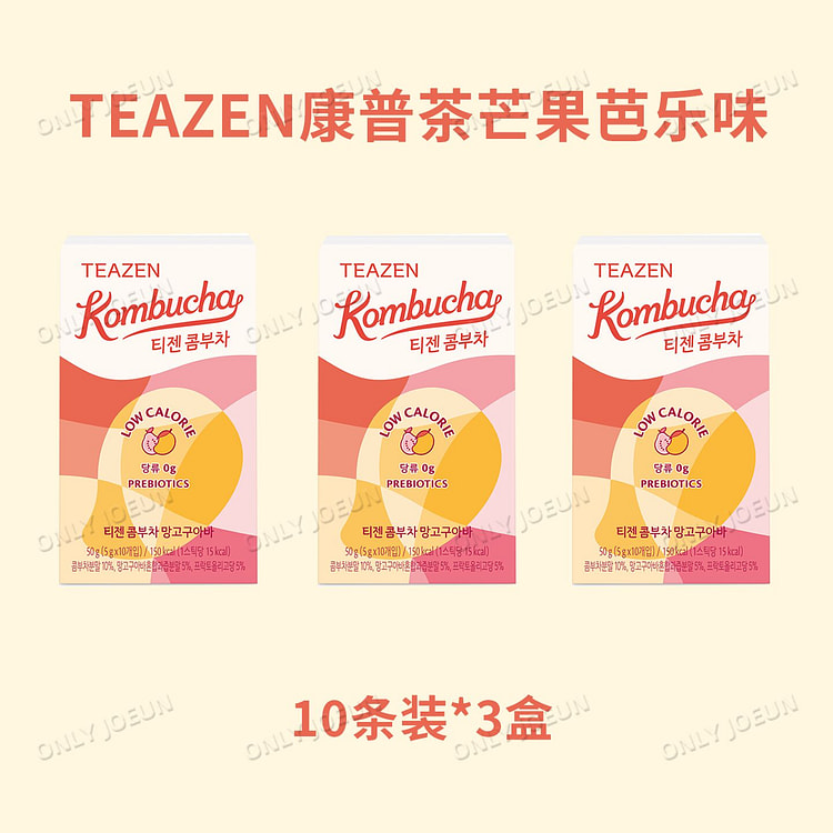 TEAZEN康普茶低卡饮品芒果芭乐味10条*3盒