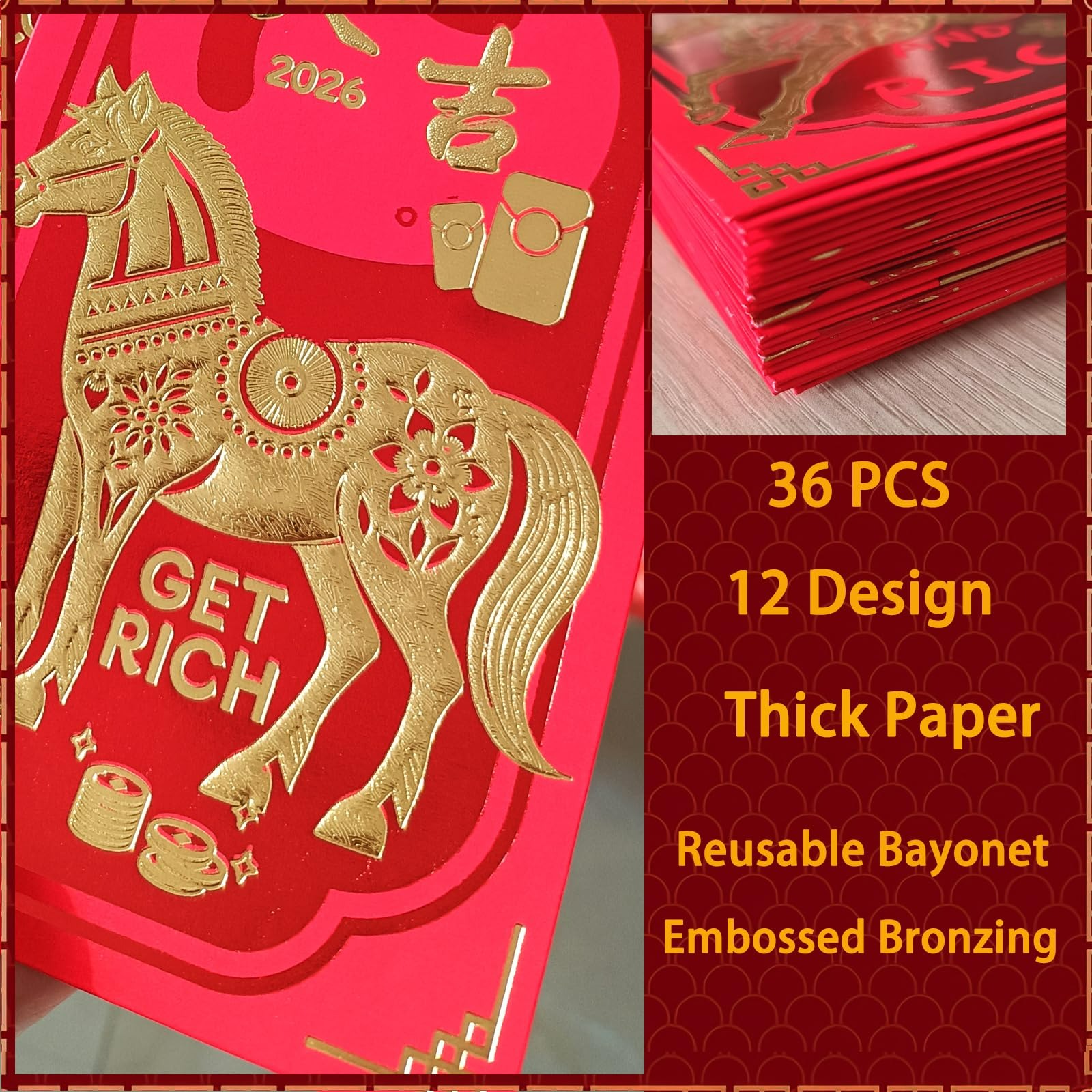 36PCS 2026 Lunar New Year Red Envelopes 1 each - Weee!