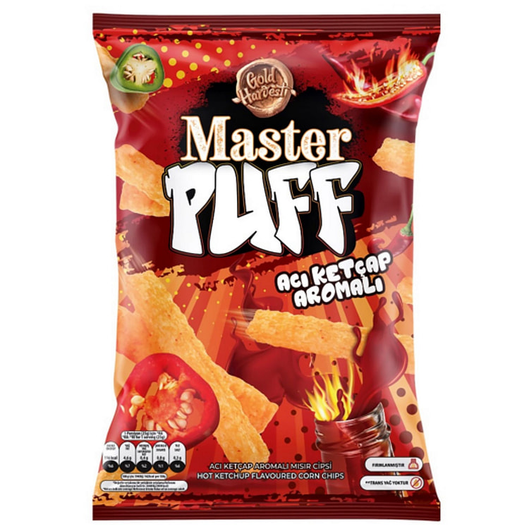 Master Puff Hot Ketchup Flavoured Corn Chips 90g 1 pack
