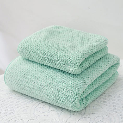 Coral Fleece Thicker Cotton Towel 70*140cm, color: Cyan 1 each