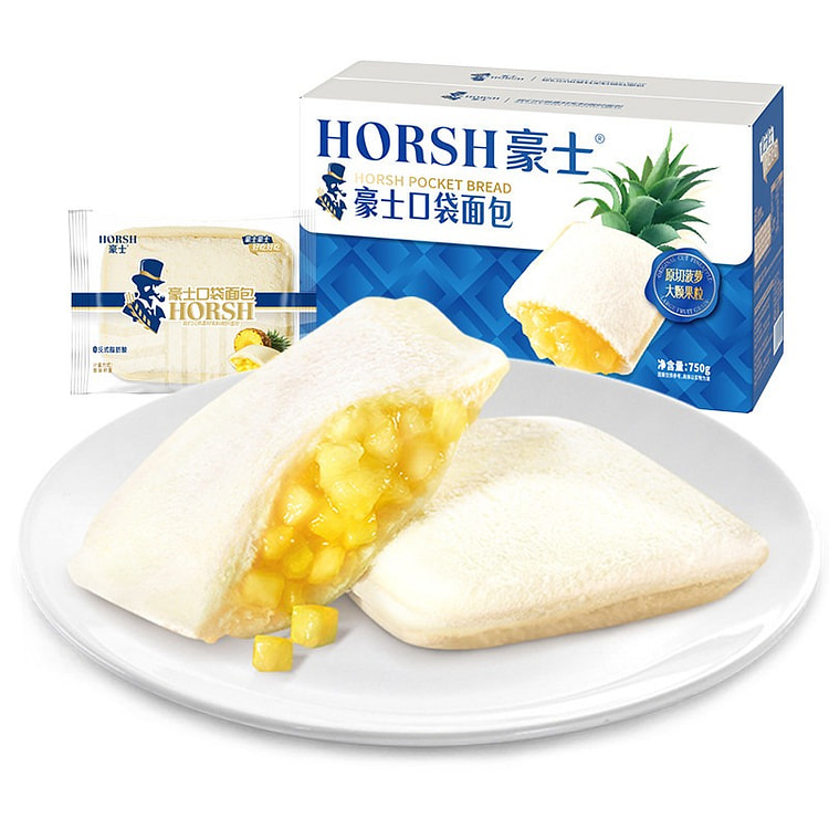 豪士菠萝夹心面包口袋蛋糕营养早餐吐司健康零食代餐 750 克