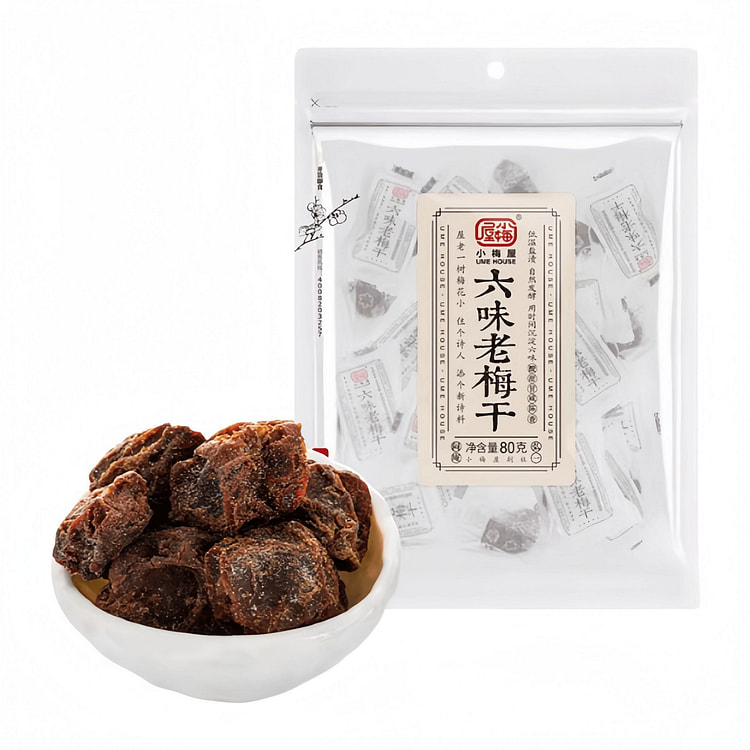 小梅屋 六味老梅干蜜饯泡水酸梅 80g*1袋 80 克