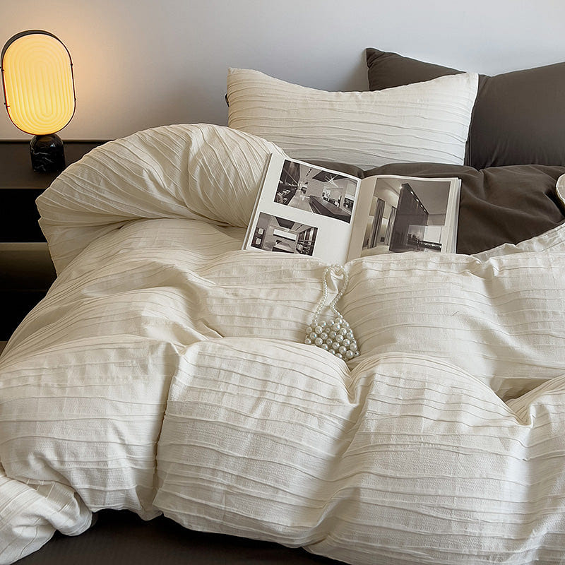 Echo Texture Bedding Set White-Queen 2000 g