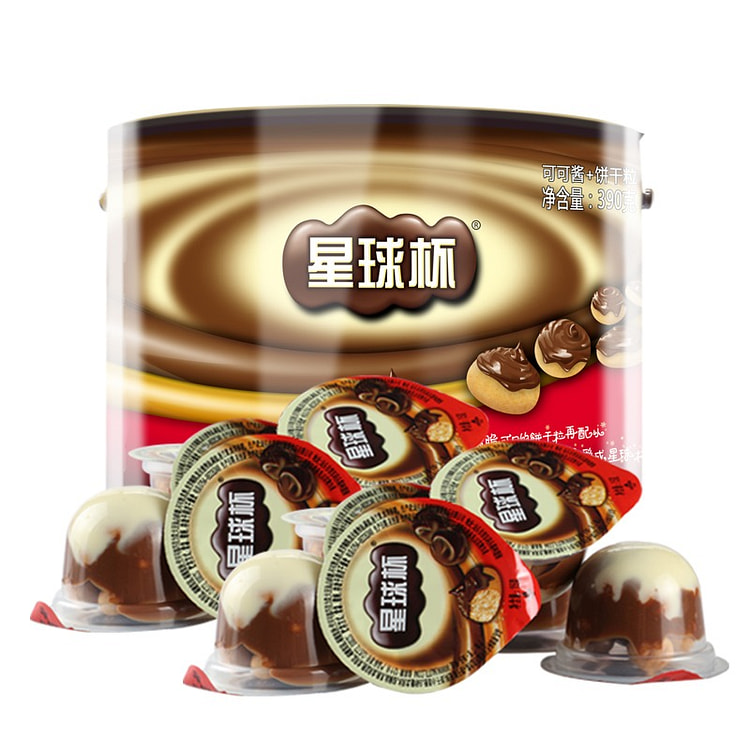 甜甜乐星球杯桶装巧克力杯夹心饼干休闲零食390g