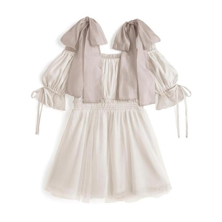 GRL Sheer Off Shoulder Dress Ivory F