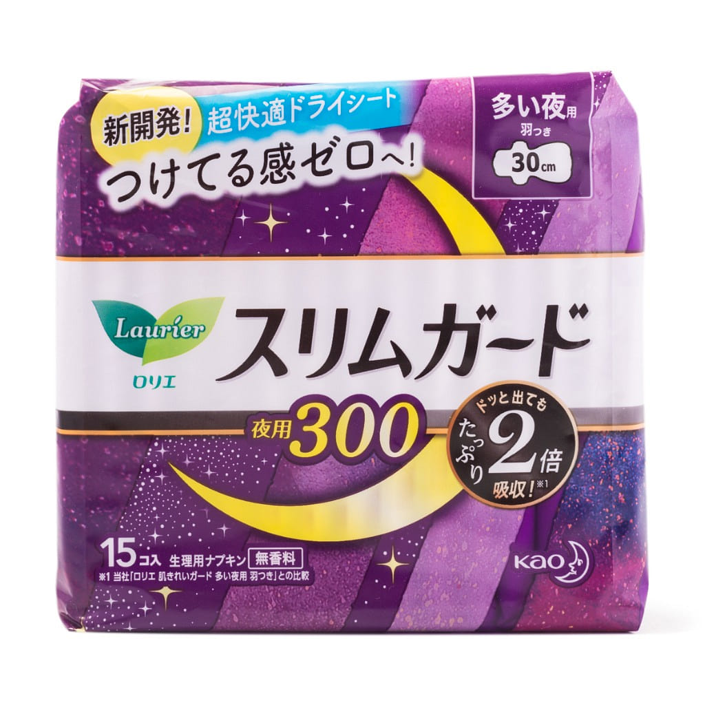 Kao Laurier Slim Guard Sanitary Pads with Wings Overnight 30cm 15pk 1 each*16 pack