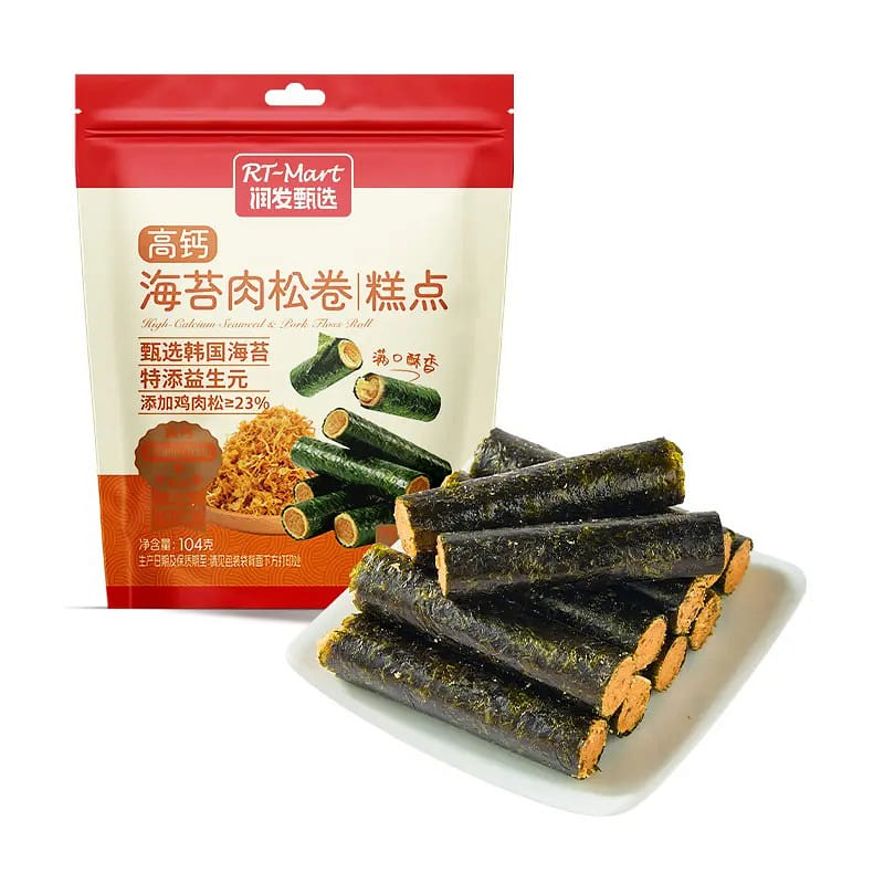 【美国仓直发】高钙海苔肉松卷 营养健康休闲小零食 104 克